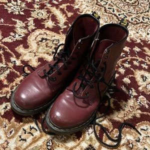 Matte Red Doc Martens - REAL LEATHER Men's 9